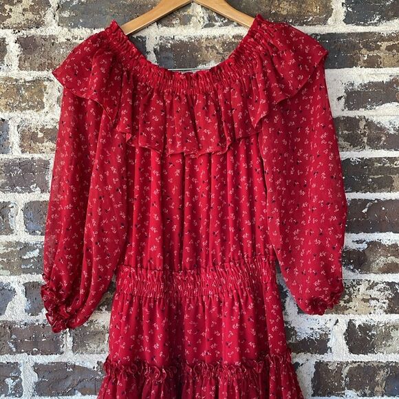 Misa Los Angeles Alima Floral Off Shoulder Smocked Mini Dress Size Small - Picture 3 of 7